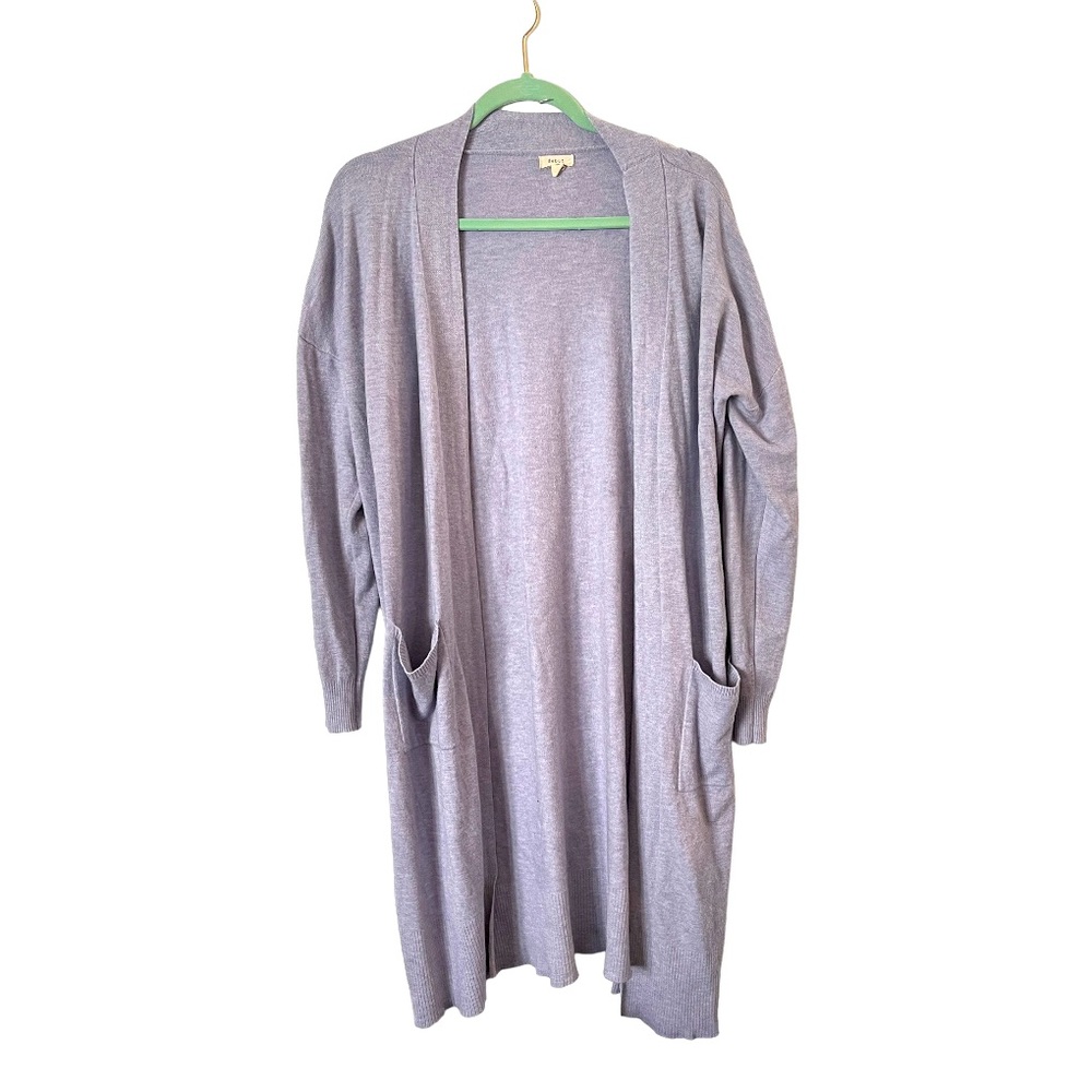 Debut Lavender Longline Open Front Cardigan Sweater M